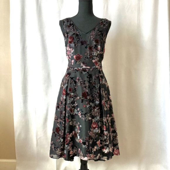 WHBM Burnout Midi Dress in Velvet Rose Print NWT - Picture 3 of 5